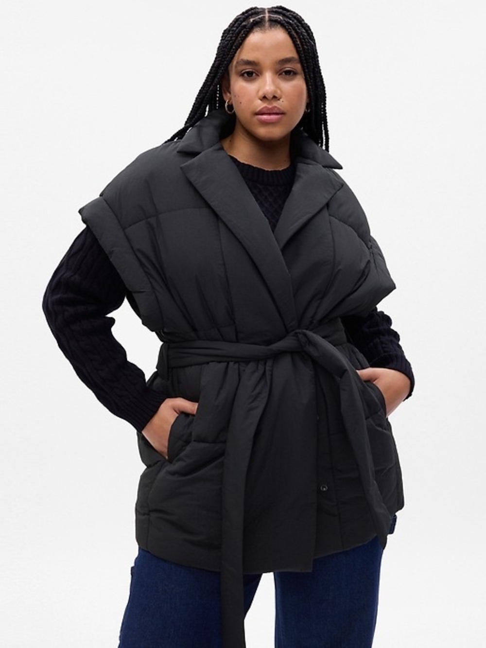 GAP Duvet Wrap Puffer Vest - black